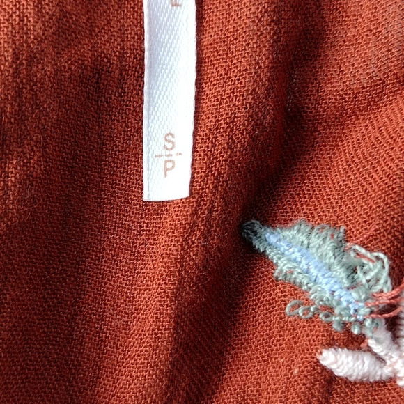 Free People Wild Dreams Embroidered Tunic Top Dress Rust Long Sleeve Peplum S - Picture 6 of 9